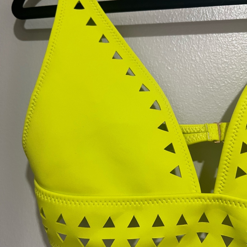 Neon Yellow Cutout Triangle Bikini Set - Picture 6 of 14